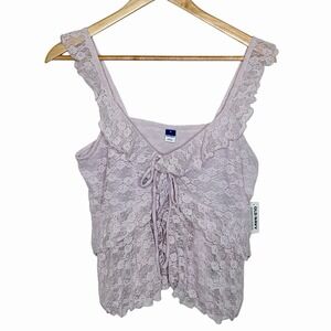 Old Navy Lace Ruffled Babydoll Top Lavender Womens M Fairy Coquette Romantic Y2K